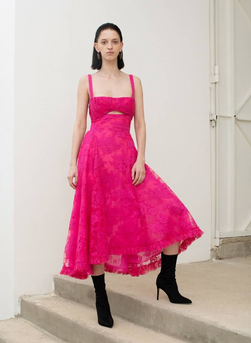 Pink lace dress, Dh10,492, Sandra Mansour. Photo: Sandra Mansour