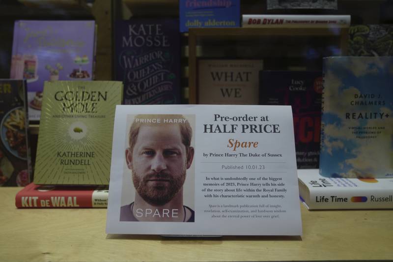 A promotional poster of the new book in London. AP