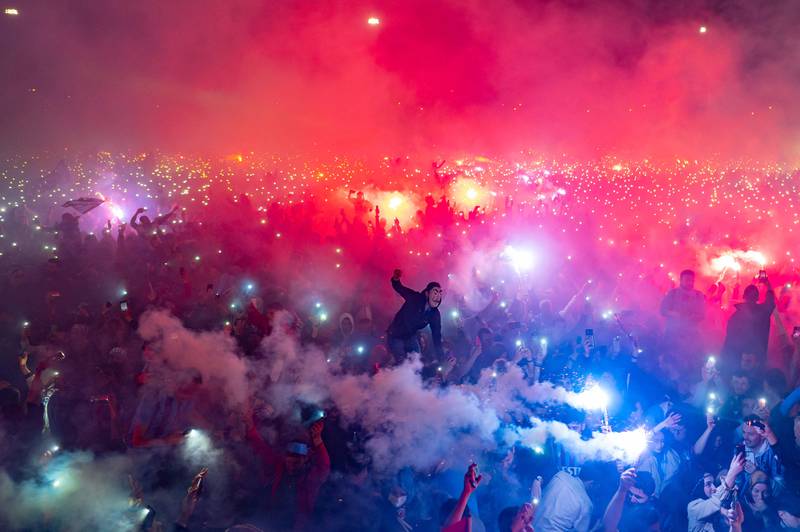 Trabzonspor supporters celebrate winning the Turkish Super Lig title in Istanbul. AFP