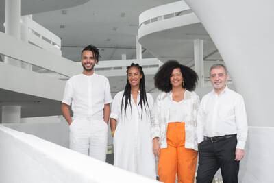 From left, the biennial's curators Helio Menezes, Grada Kilomba, Diane Lima and Manuel Borja-Villel. Photo: Sao Paulo Biennial