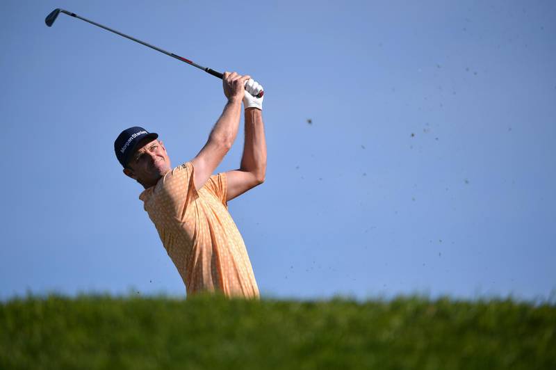 Jan 27, 2019; San Diego, CA, USA;  Justin Rose plays his shot from the third tee during the final round of the Farmers Insurance Open golf tournament at Torrey Pines Municipal Golf Course - South Course. Mandatory Credit: Orlando Ramirez-USA TODAY Sports