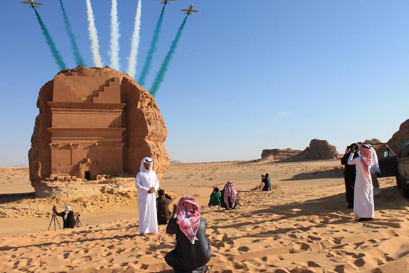 The ancient city of Mada’in Saleh is a Unesco World Heritage Site. The government has allocated US$5 billion to enhance culture. Vivian Nereim / Bloomberg