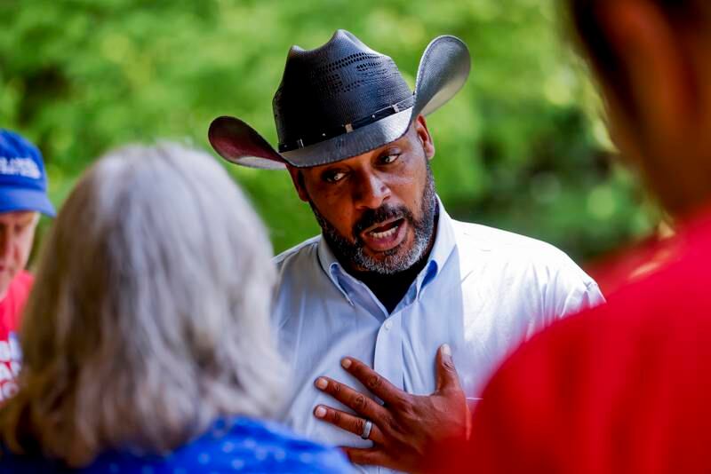 Democratic congressional candidate Marcus Flowers is running for Georgia's 14th seat, which is held by Republican US Representative Marjorie Taylor Greene.  EPA