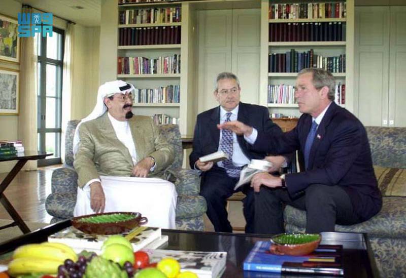 George W Bush, US president at the time, meets King Abdullah in 2008. Photo: Saudi Press Agency