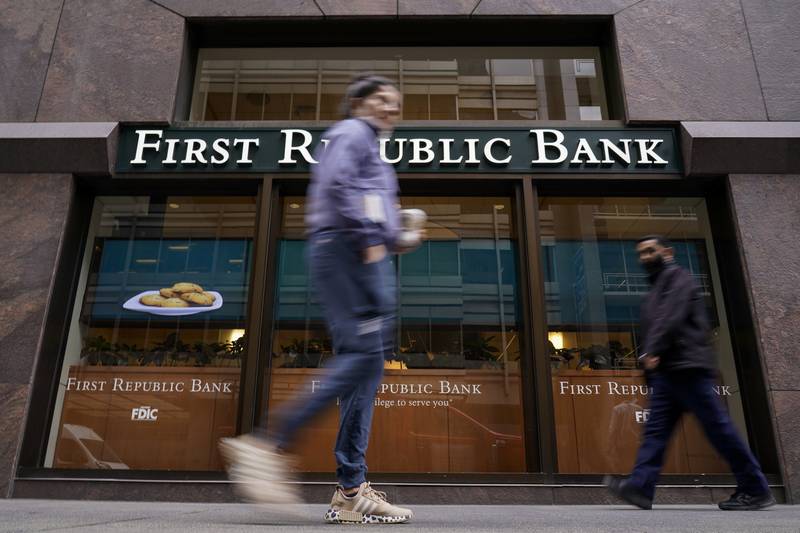 The headquarters of First Republic Bank in San Francisco. The lender was acquired by JP Morgan Chase in a deal arranged by regulators. AP