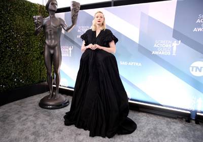 Gwendoline Christie in voluminous Rick Owens at the 26th Annual Screen Actors Guild Awards at The Shrine Auditorium on January 19, 2020 in Los Angeles, California. Getty