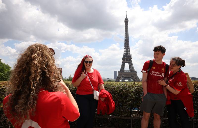  Fans gather in Paris for Liverpool v Real Madrid. Reuters
