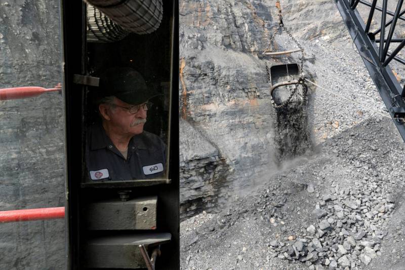 "Chip" Charles Eichenberg, 72, excavates anthracite coal from a strip mine in New Castle, Pennsylvania, on July 13, 2020. Reuters