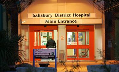 The main entrance of Salisbury District Hospital. Sergei Skripal, 66, was granted refuge in the UK following a spy swap in 2010 between the United States and Russia, according to the BBC. AP