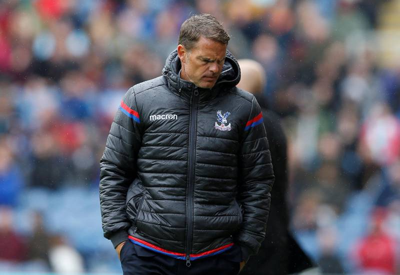 Soccer Football - Premier League - Burnley vs Crystal Palace - Burnley, Britain - September 10, 2017   Crystal Palace manager Frank De Boer looks dejected    REUTERS/Andrew Yates    No use with unauthorized audio, video, data, fixture lists, club/league logos or "live" services. Online in-match use limited to 75 images, no video emulation. No use in betting, games or single club/league/player publications.  Please contact your account representative for further details.