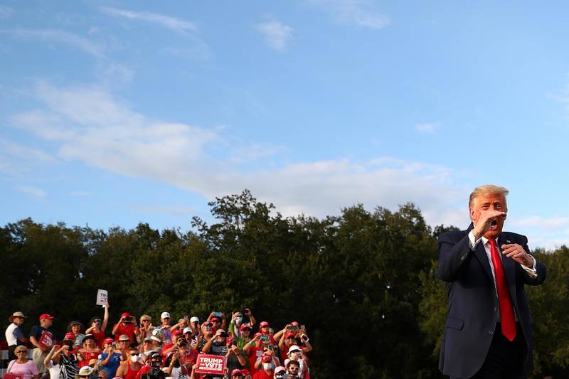 U.S. President Donald Trump holds a campaign rally at The Villages Polo Club in The Villages, Florida, U.S. REUTERS