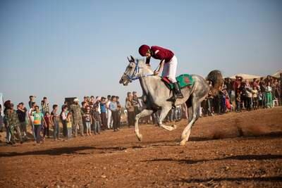 Faisal, 14, after winning one of the races