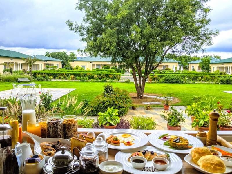 Breakfast with a view at Sariska Manor.