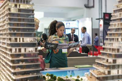 The Belgrade Waterfront plan at the Eagle Hills stand. Mona Al Marzooqi / The National