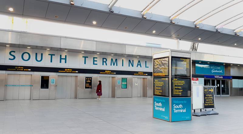 The south terminal of Gatwick Airport, near London, has reopened. PA