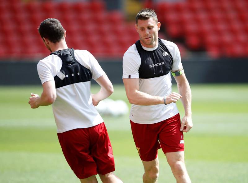 Liverpool's James Milner during training. Carl Recine / Reuters