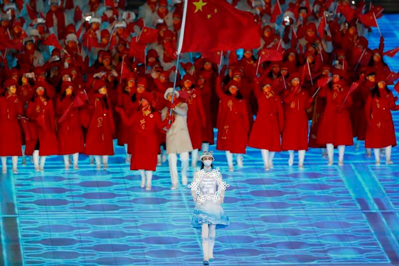 Athletes of China march during the opening ceremony. EPA