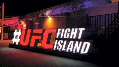 A general view of the Flash Forum on UFC Fight Island prior to the UFC 251 event on Yas Island in Abu Dhabi. Erica Elkhershi / The National