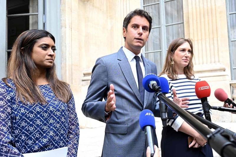 France's Minister of Education, Gabriel Attal, announced that the abaya will be banned to protect schools from 'a religious gesture'. AFP