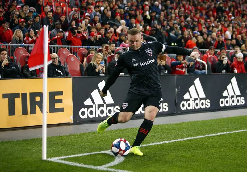 Wayne Rooney takes a corner for DC United during the MLS play-off match against Toronto FC at BMO Field on October 19, 2019. Getty