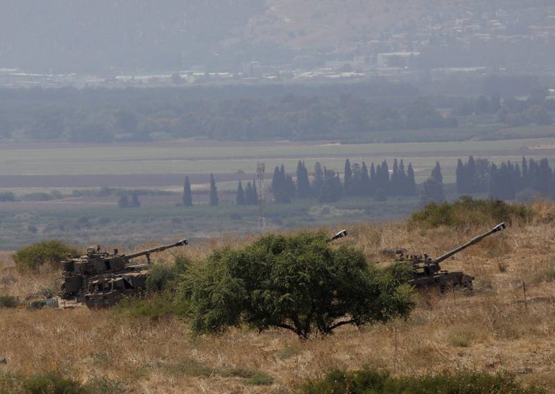 Israeli artillery near the Lebanese border on the outskirts of the northern Israeli town of Kiryat Shemona. AFP