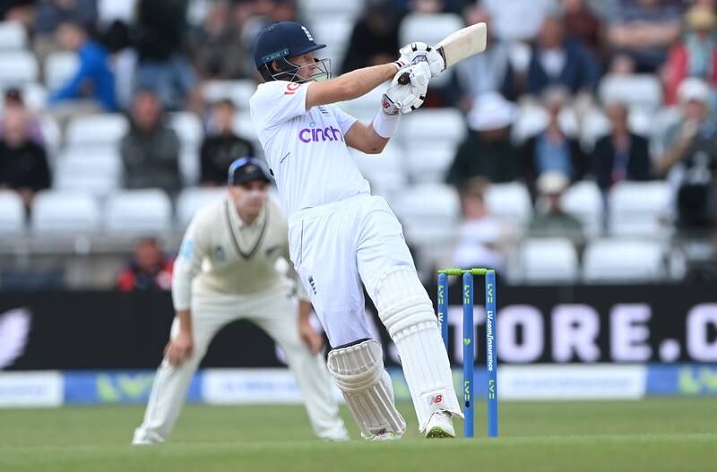England batsman Joe Root pulls a short ball. Getty