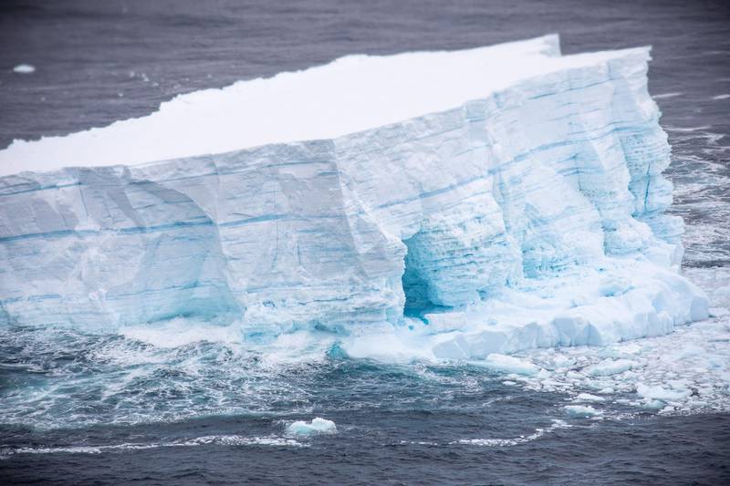 The first photographic evidence of one of the largest recorded icebergs floating near the island of South Georgia. EPA