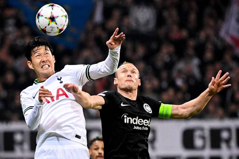 Tottenham's Son Heung-min Son in action against Frankfurt's Sebastian Rode. EPA