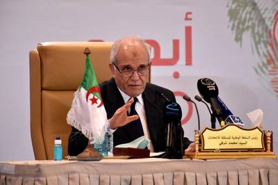 President of Algeria's National Independent Elections Authority Mohamed Chorfi holds a press conference to announce the results of parliamentary elections, in the capital Algiers. AFP
