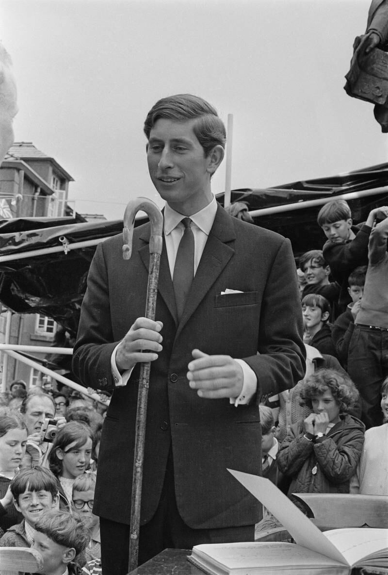 Prince Charles talks to local people during a tour of Wales in 1969. 