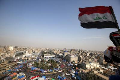 Anti-government protest sit-in at the Iraqi capital's central Tahrir Square.  AFP