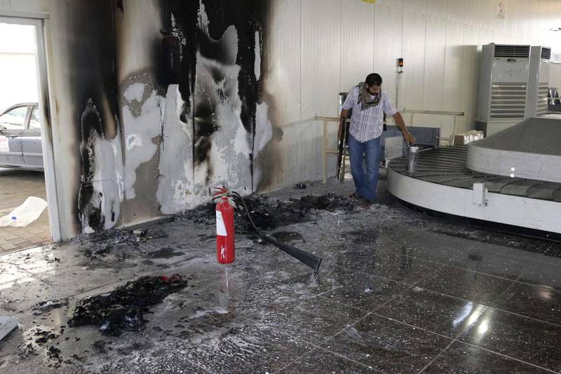 The inside of a damaged terminal is seen after a shelling at Tripoli International Airport on July 17, 2014. Hani Amara/Reuters