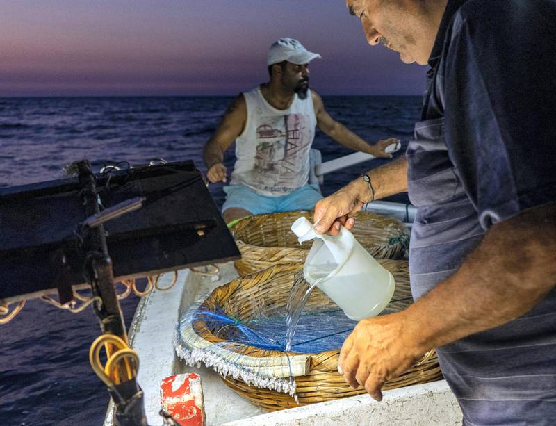 Fishermen at work on Tuesday, 15 Sep 2020, off the coast of Byblos , Lebanon. (Matt Kynaston)