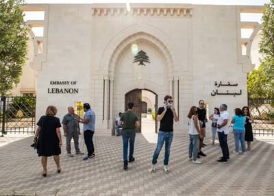Lebanese voters at the Embassy of Lebanon in Abu Dhabi. Victor Besa / The National