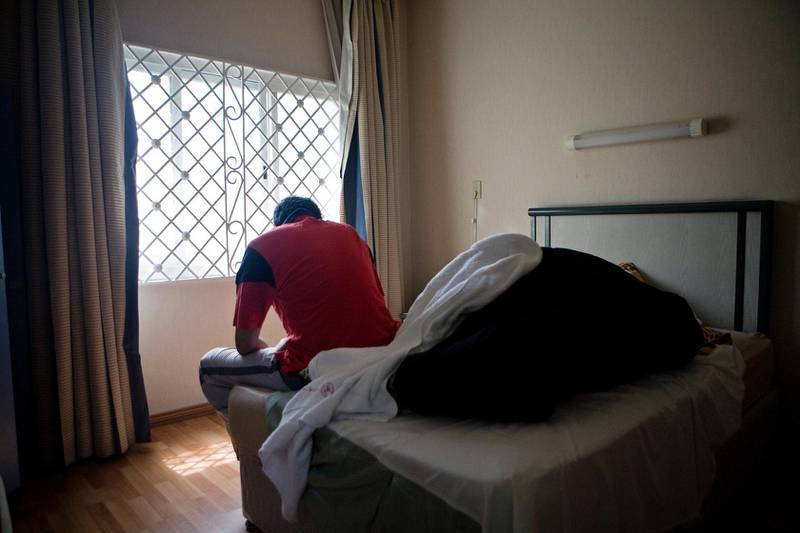 Abu Dhabi - September 10, 2008: A Hashish and Captagon drug addict sits on his bed at the National Rehabilitation Centre. ( Philip Cheung / The National ) *** Local Caption ***  PC0001-NRC.JPGna11 se drugs.JPG