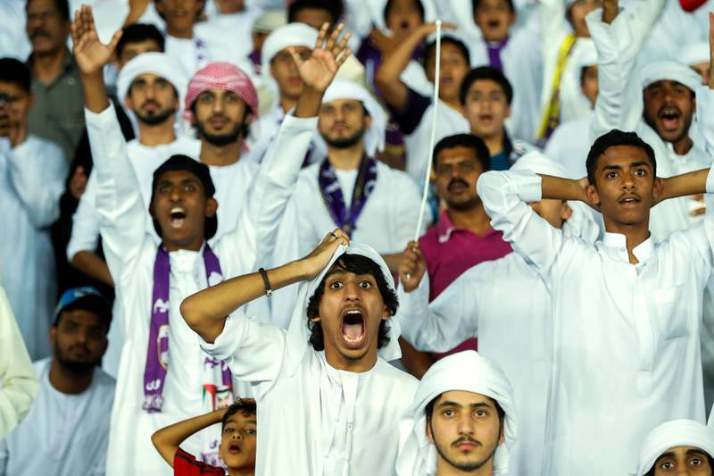 Abu Dhabi, UAE.  May 3, 2018.   President's Cup Final, Al Ain FC VS. Al Wasl.   Al Aoin fans disappointed with a call. Victor Besa / The NationalSportsReporter: John McAuley