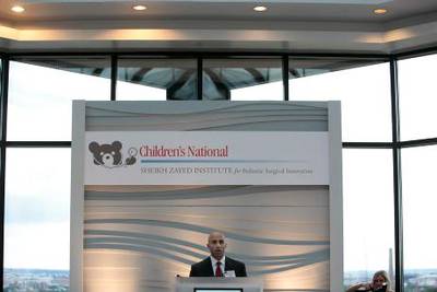 Ambassador Yousef Al Otaiba speaks at a grand opening reception for the Sheikh Zayed Institute for Pediatric Surgical Innovation, June 14, 2011, in Washington, D.C.