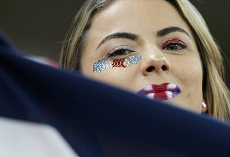 A Costa Rica fan is keyed up before the World Cup group E match against Spain at Al Thumama Stadium. AP