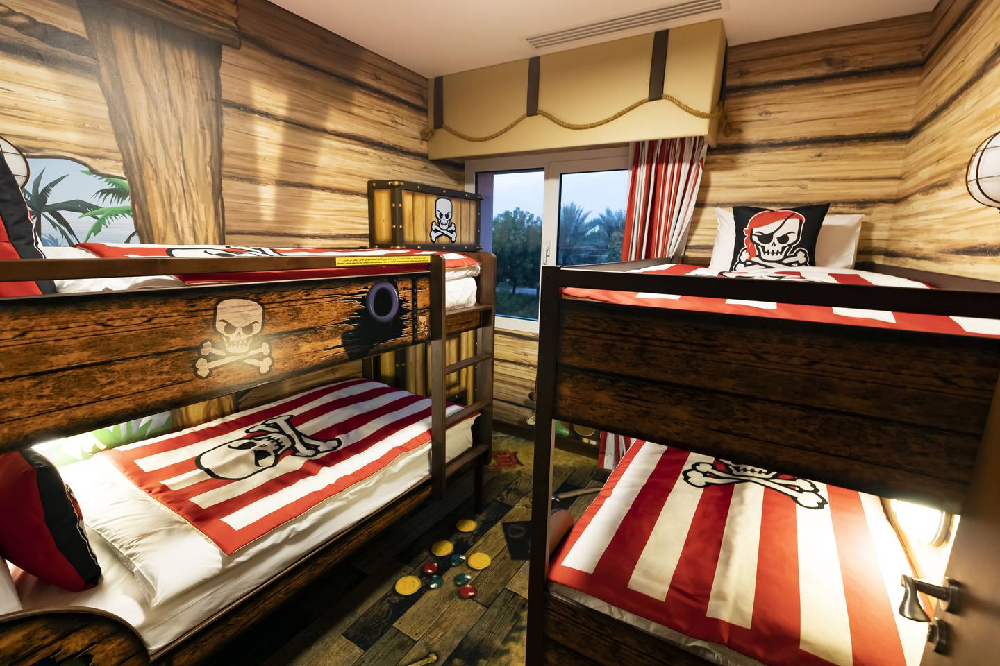 A Pirate suite at Legoland hotel, where children have their own bunk bed-filled room. Chris Whiteoak / The National