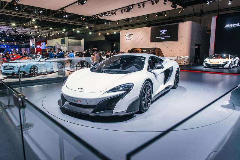 A McLaren 675LT on display at the opening night of the Dubai International Motor Show. Alex Atack for The National