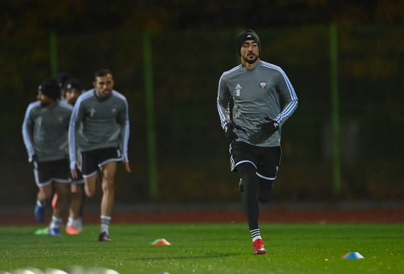 The UAE players trained in the biting cold of Goyang for their World Cup qualifier against South Korea, which is scheduled for Thursday. UAE FA