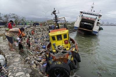 Ships run aground in Cebu city. AP Photo