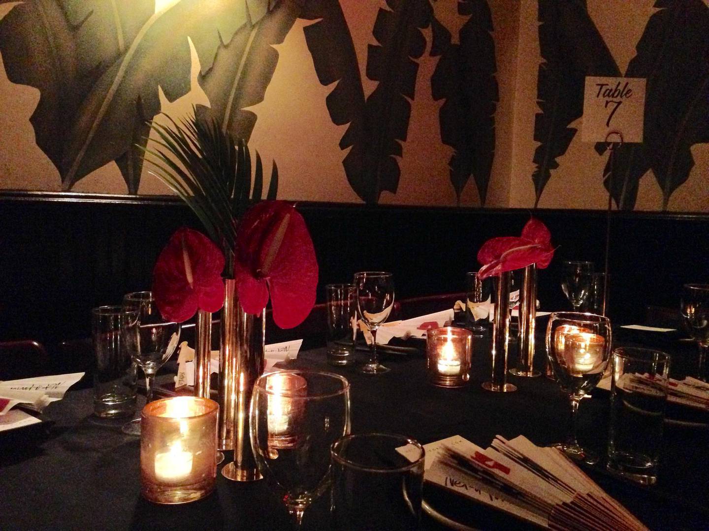 Handout of The beautiful table setting at Indochine, where Net-a-porter held a dinner to celebrate Sarah Ruston’s appointment. Courtesy of Nadia El-Dasher *** Local Caption ***  BLOG20fe-NYFW-Moments01.jpg