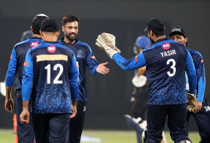 Mohammed Amir takes a wicket for Interglobe Marine.