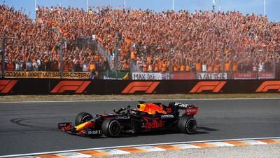 Max Verstappen on his way to victory at the Dutch GP at Zandvoort in 2021. Getty