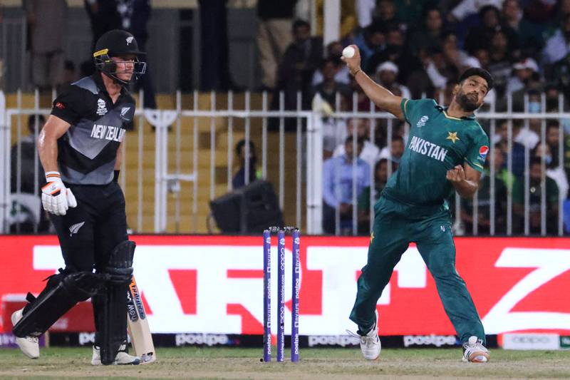Pakistan's Haris Rauf bowls at over 150kph. AFP