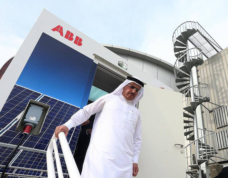 Saeed Al Tayer, the managing director and chief executive of Dubai Electricity and Water Authority, said that programmes such as the Shams Initiative were accelerating and pushing the emirate past its clean energy targets. Satish Kumar / The National
