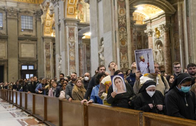 The queue in St Peter's Basilica at the Vatican. AP