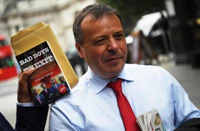 epaselect epa06801913 Leave.EU Brexit campaign co-founder Arron Banks on his arrival to face questions by members of the British Parliament, Digital, Culture, Media and Sport committee, at Portcullis House in London, Britain, 12 June 2018. Reports state that Arron Banks is facing questions about claims linking him to Russian officials and about their campaign group () influence of Russia on the Brexit referendum result.  EPA/NEIL HALL
