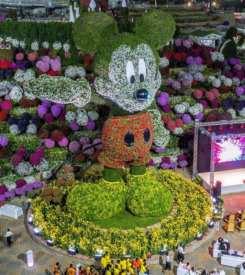 The 18-metre floral Mickey Mouse sculpture has earned the Guinness World Record title for being the Tallest Topiary Sculpture (that is supported).